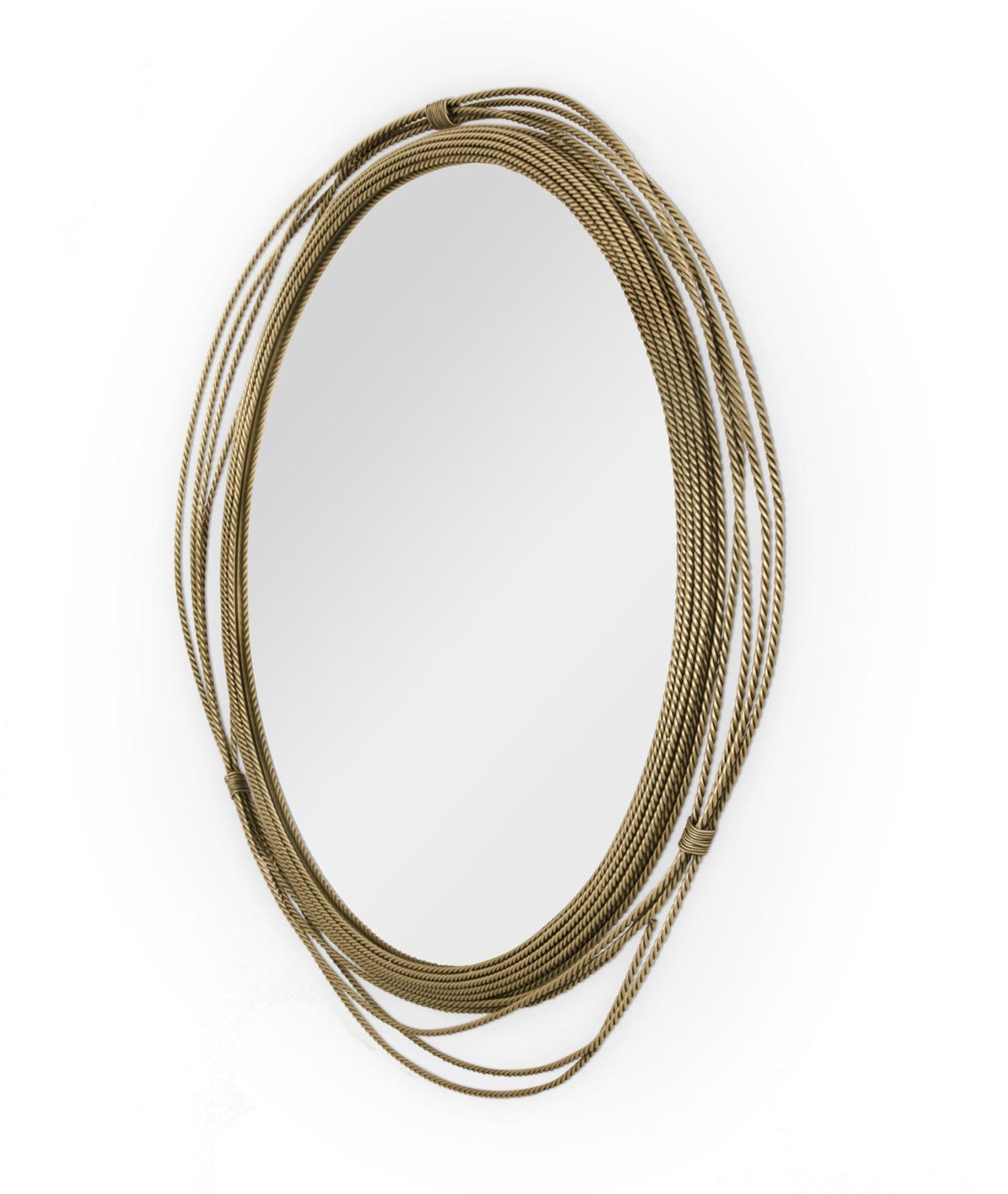 Lustro ścienne okrągłe mosiężne