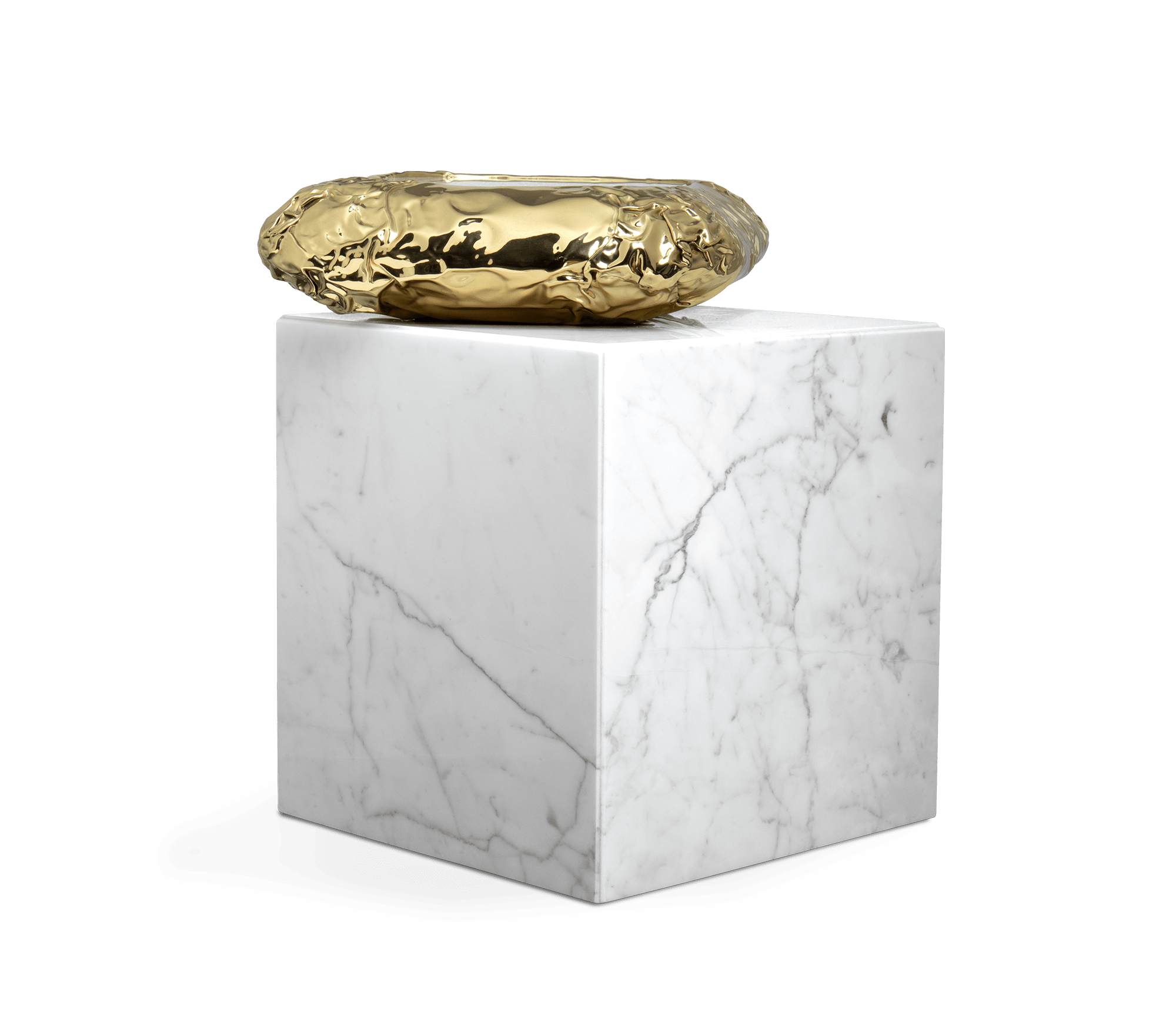 Stolik boczny Megalith z marmuru Carrara