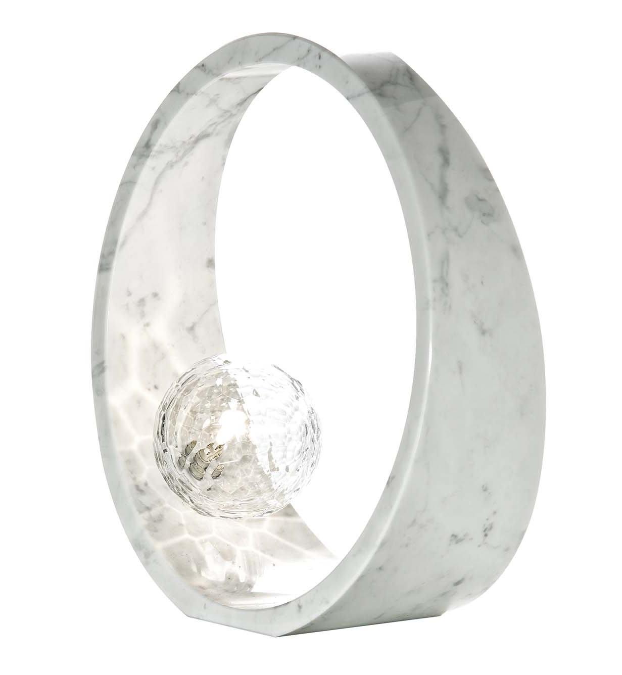 Niklowa kryształowa lampa stołowa Carrara
