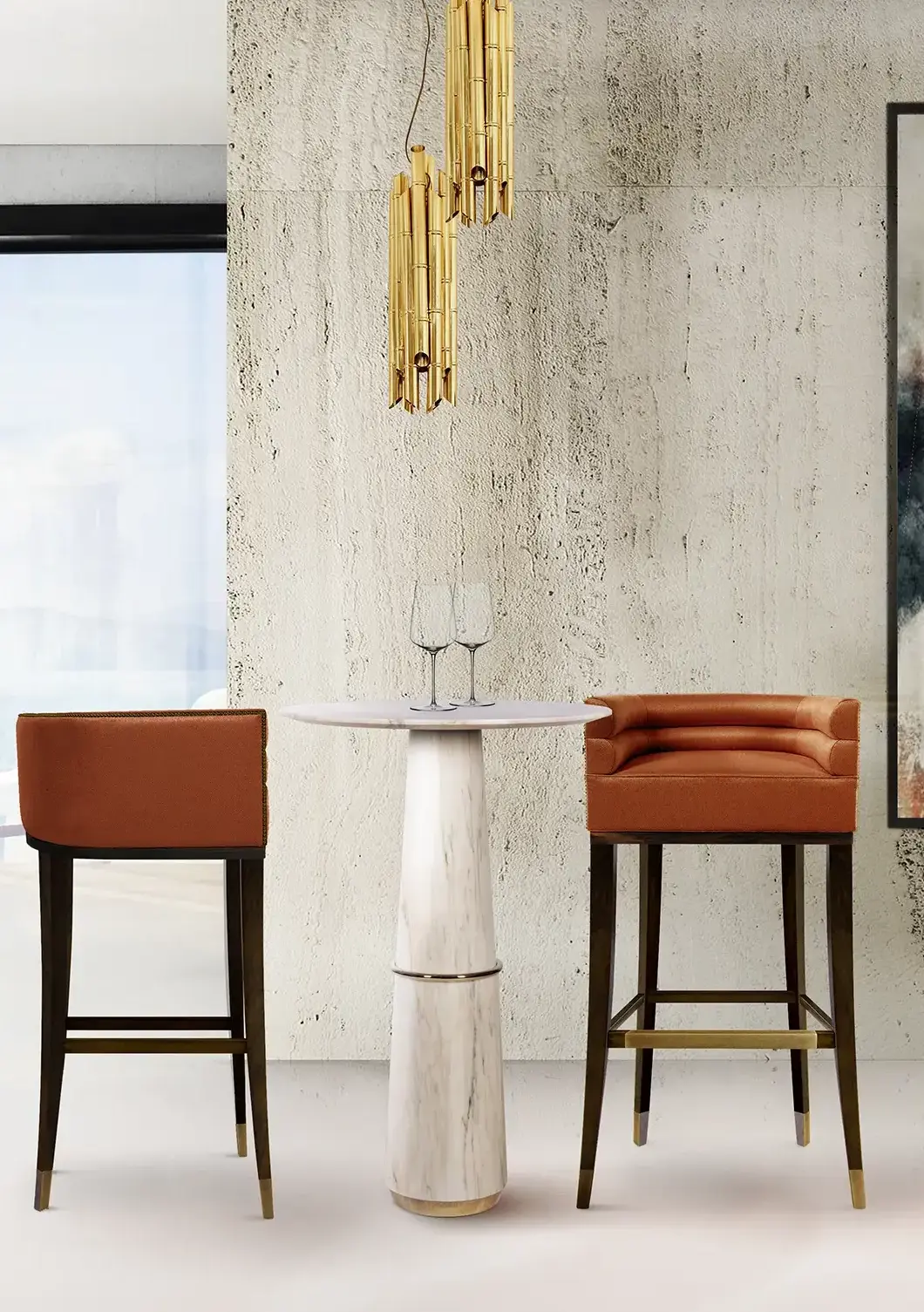 Stolik barowy z marmurowym blatem