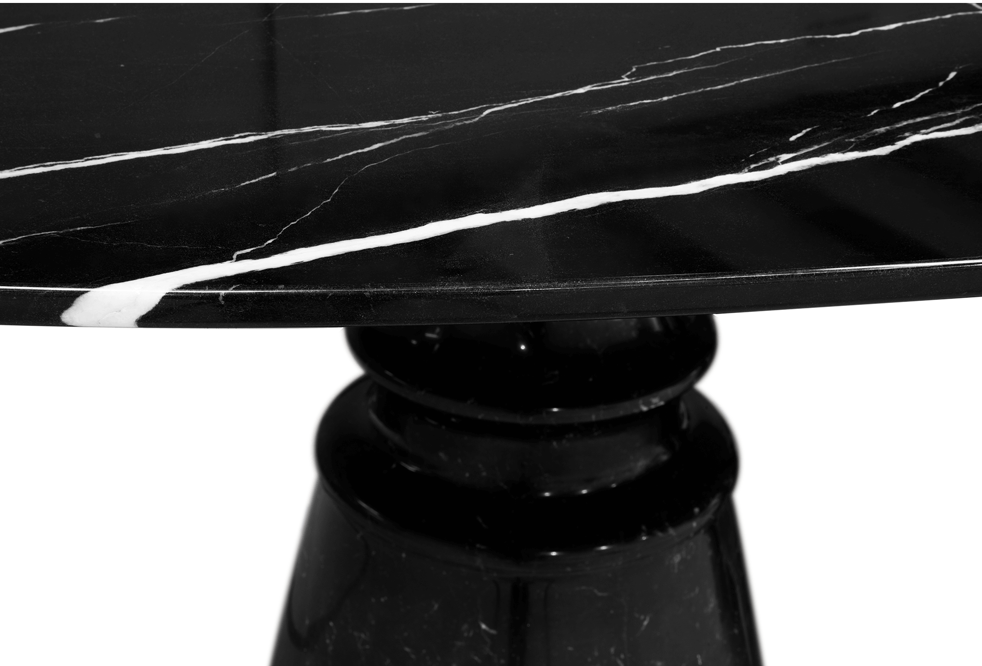 Owalny stół jadalniany XL Obsidian z marmuru Nero Marquina