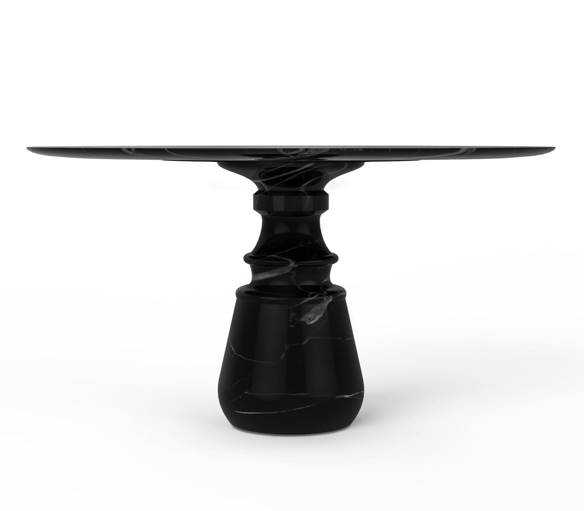 Okrągły stół jadalniany Obsidian z marmuru Nero Marquina