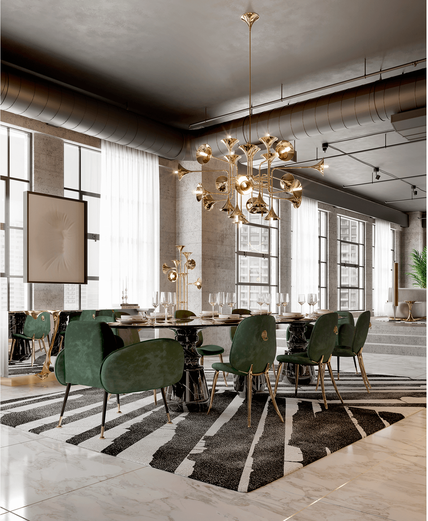 Owalny stół jadalniany XL Obsidian z marmuru Nero Marquina