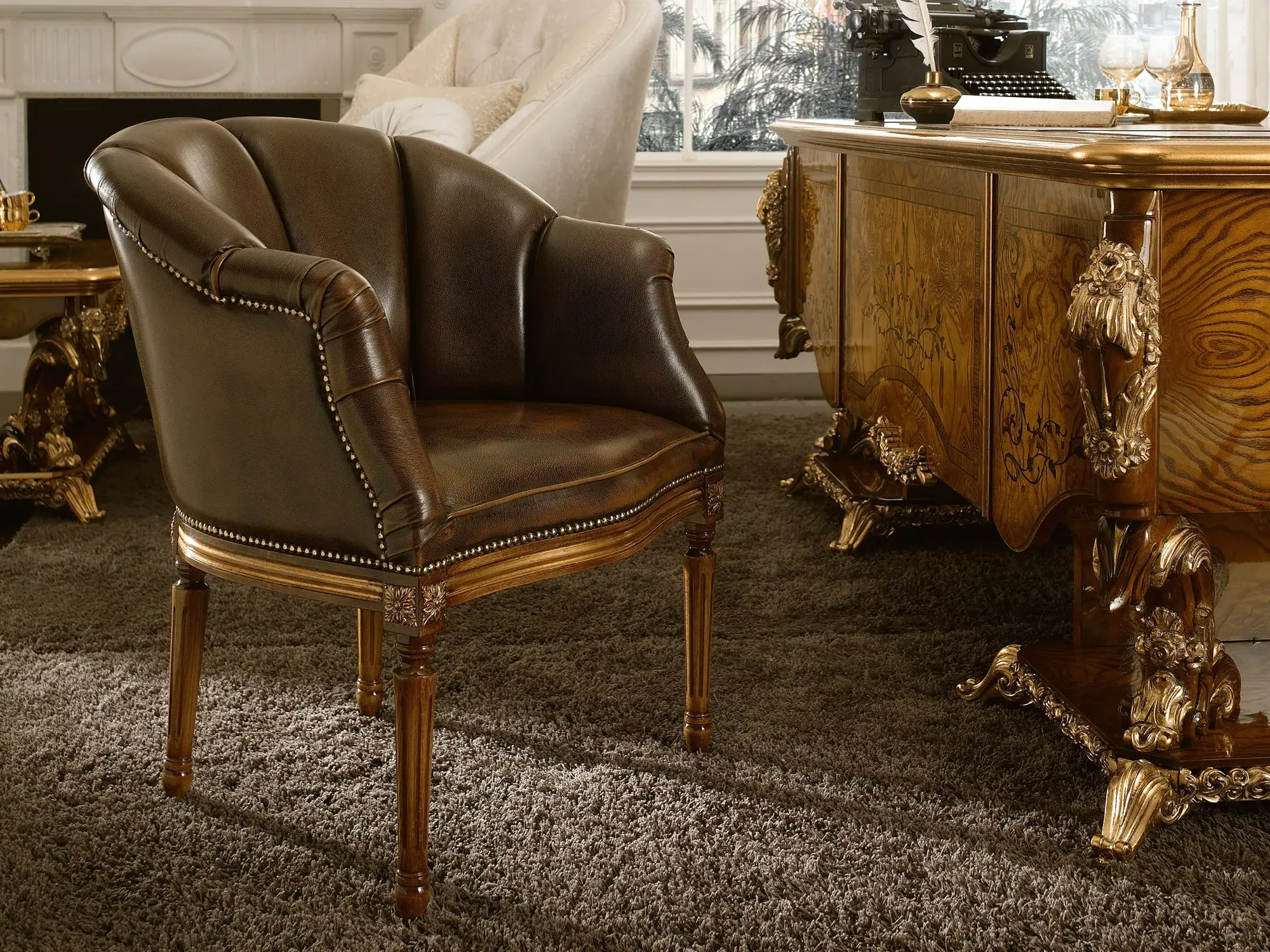 Skórzane krzesło Dolcevita z podłokietnikami