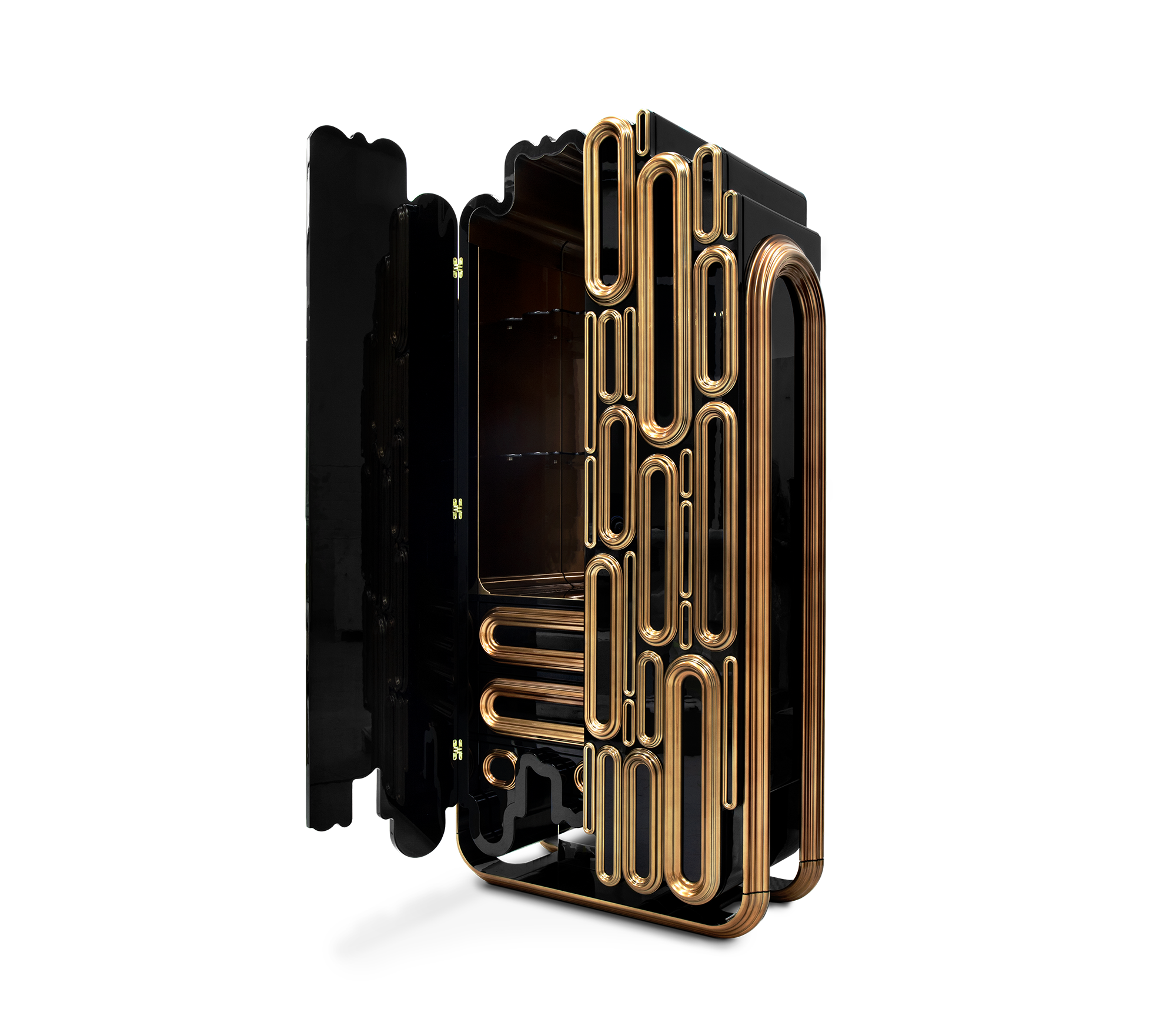 Złota szafka Ellipse