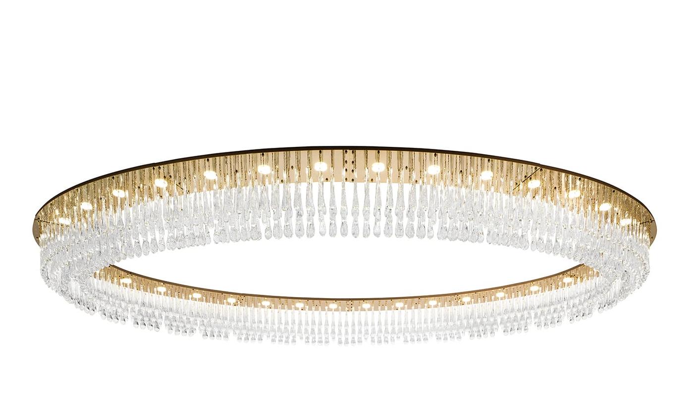 Owalny żyrandol z muranowskimi kroplami