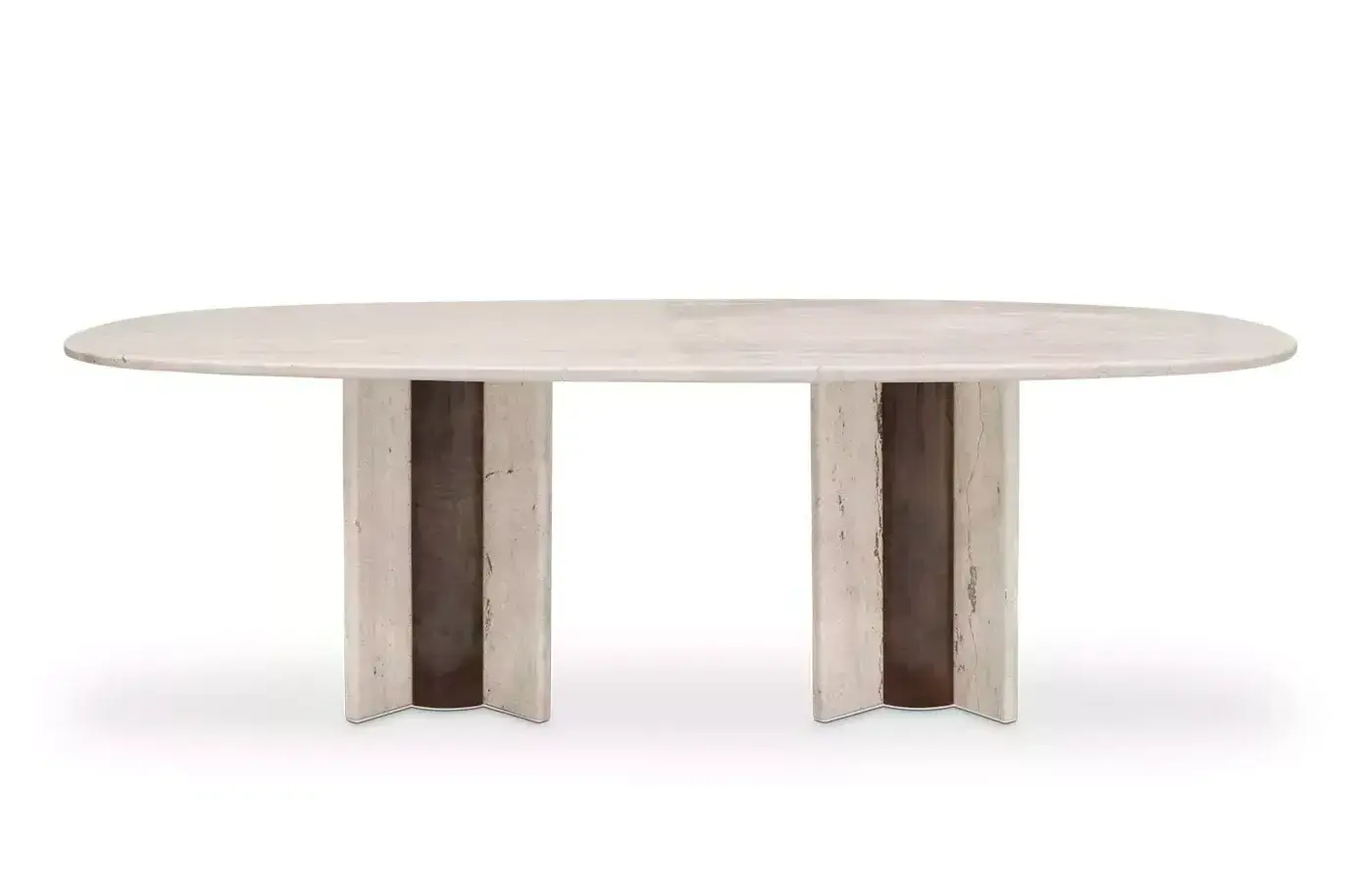 Owalny stół jadalniany Parisian z marmuru trawertynowego