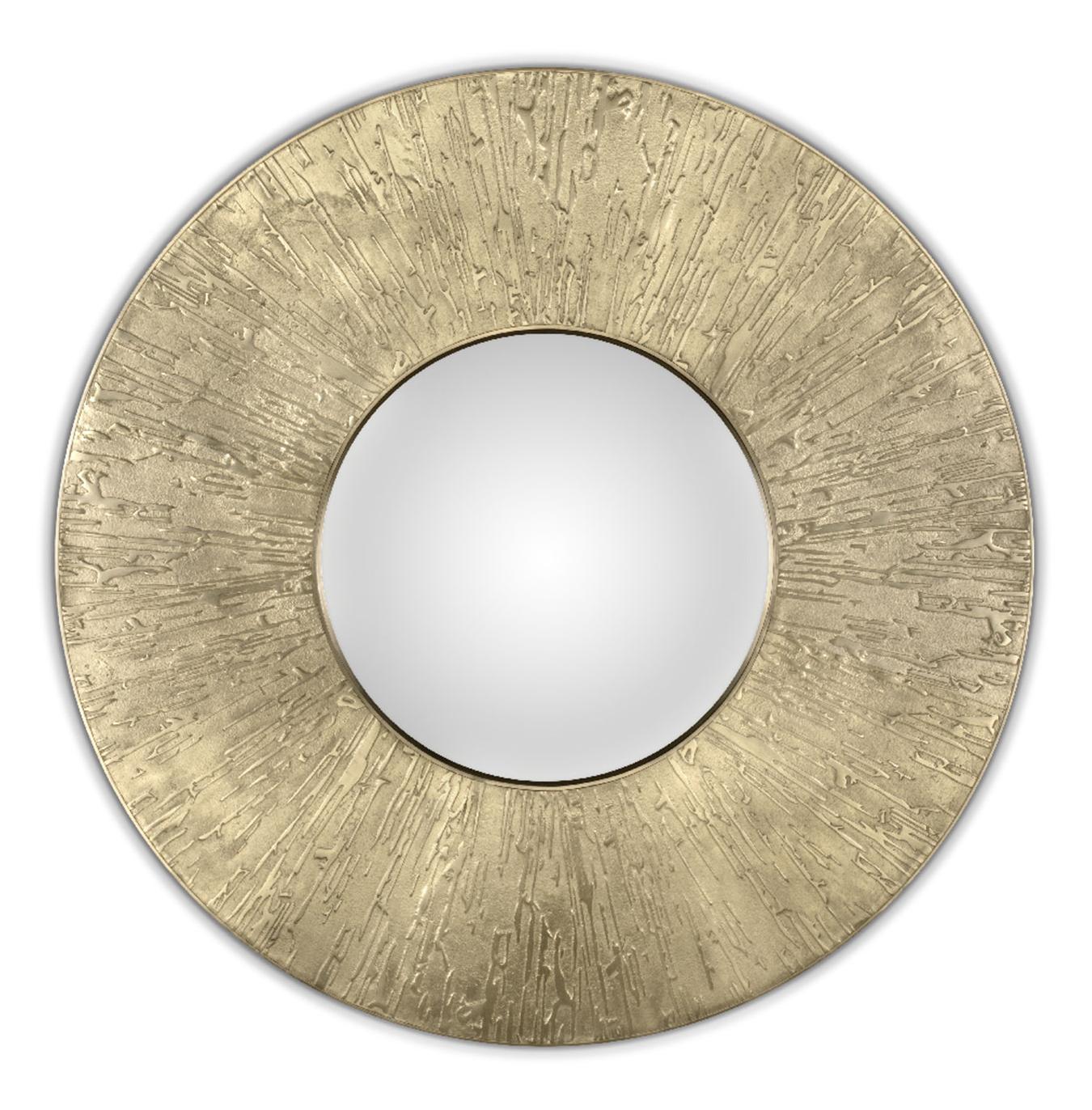 Lustro ścienne okrągłe mosiężne z akcentem