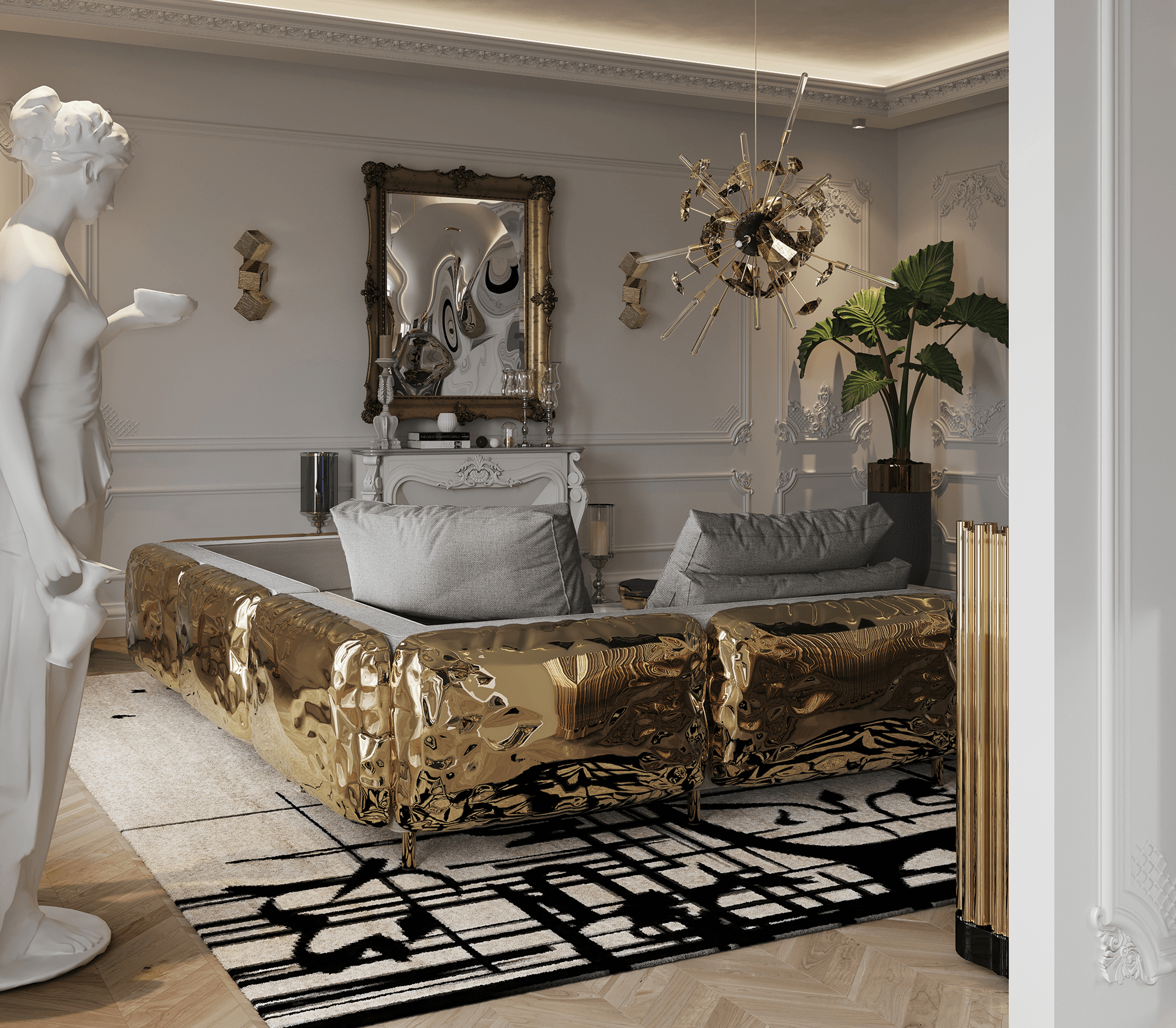 Czarna modułowa sofa Imperia