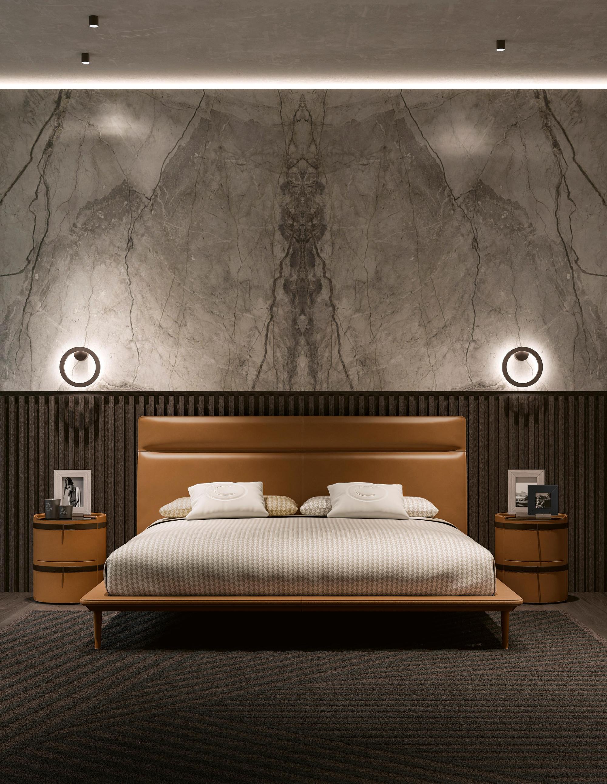 Nowoczesne skórzane łóżko | Rozmiar materaca: 200 × 200 cm Nowoczesne skórzane łóżko | Rozmiar materaca: 200 × 200 cm