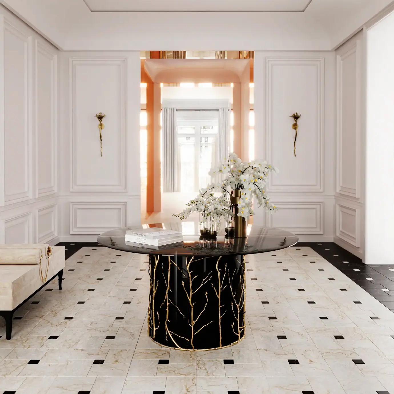 Stół jadalniany Elowen ze szklanym blatem