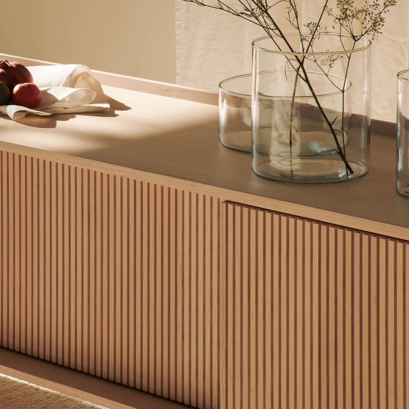 Niski naturalny kredens Sipario, 2-drzwiowy