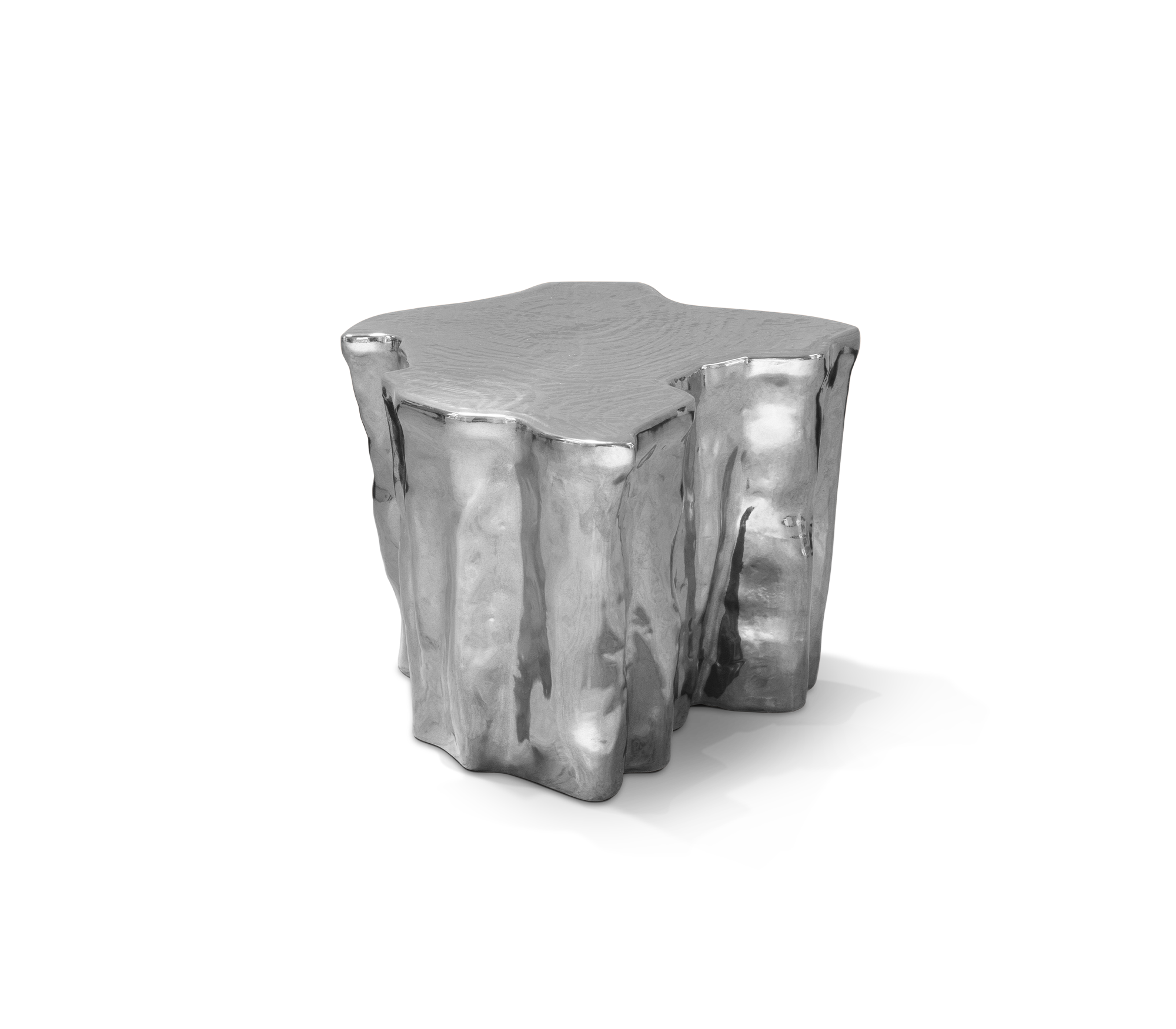 Srebrny ceramiczny stolik boczny Horizon