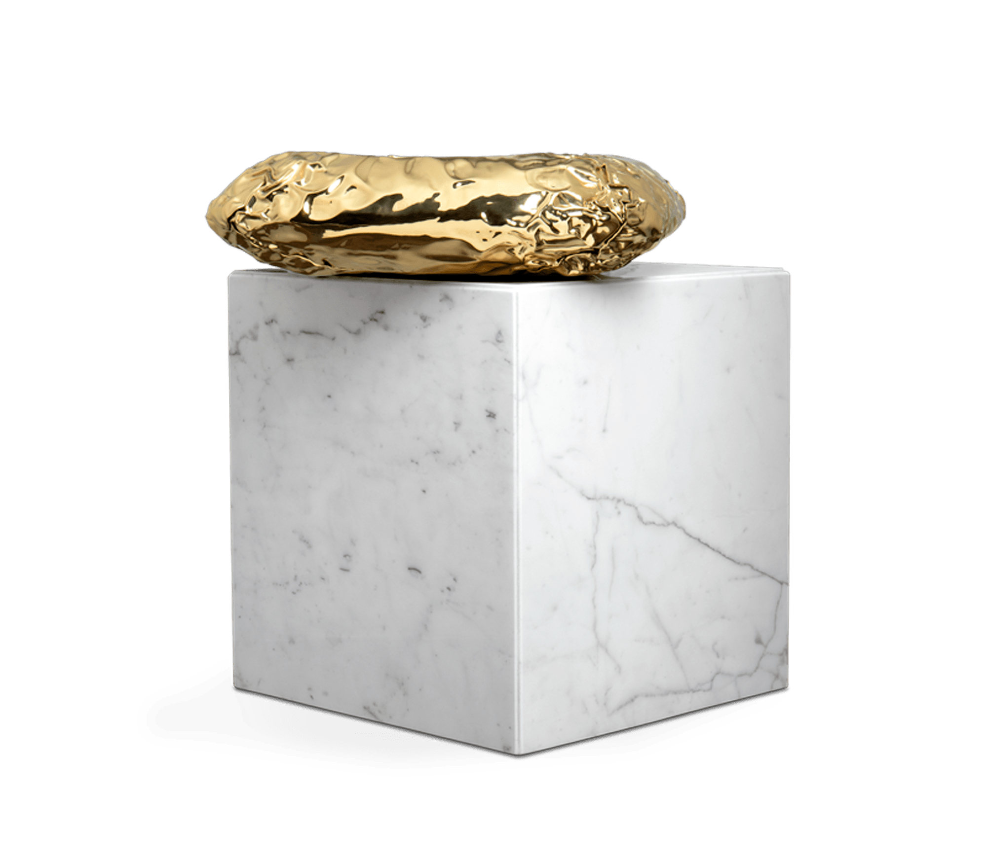 Stolik boczny Megalith z marmuru Carrara