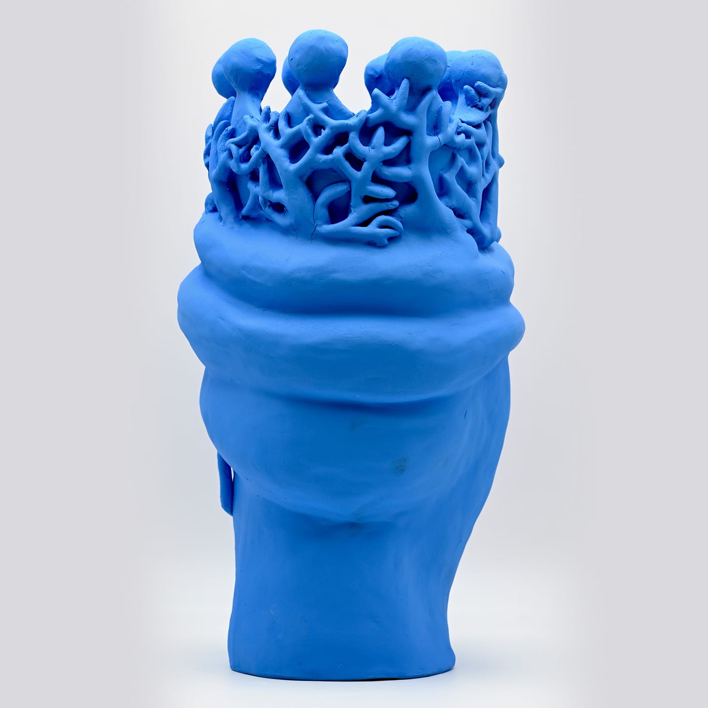 Ręcznie wykonana błękitna rzeźba Głowa Maura