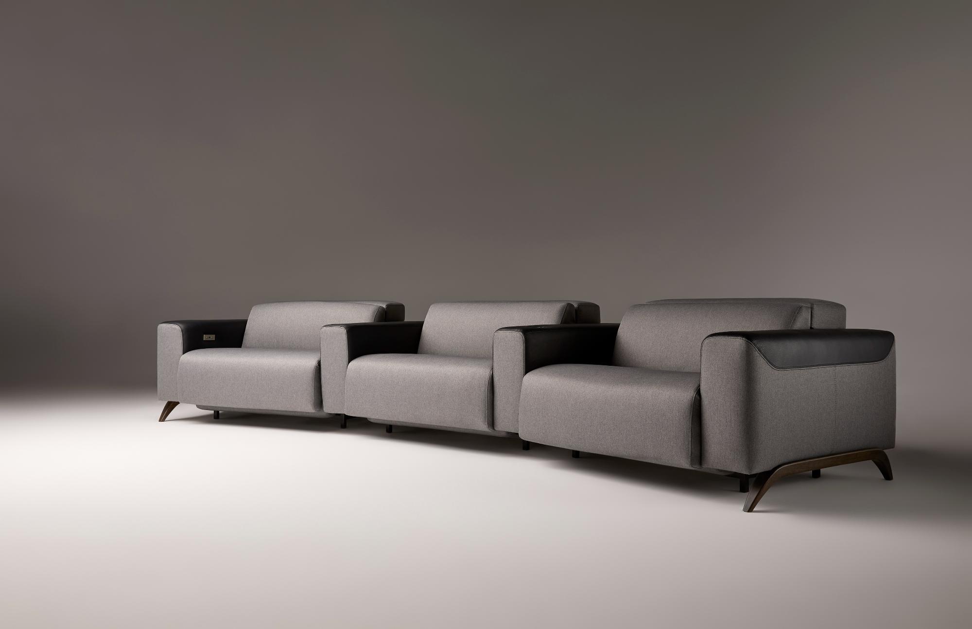 Szara zakrzywiona sofa 3-osobowa Atlanta