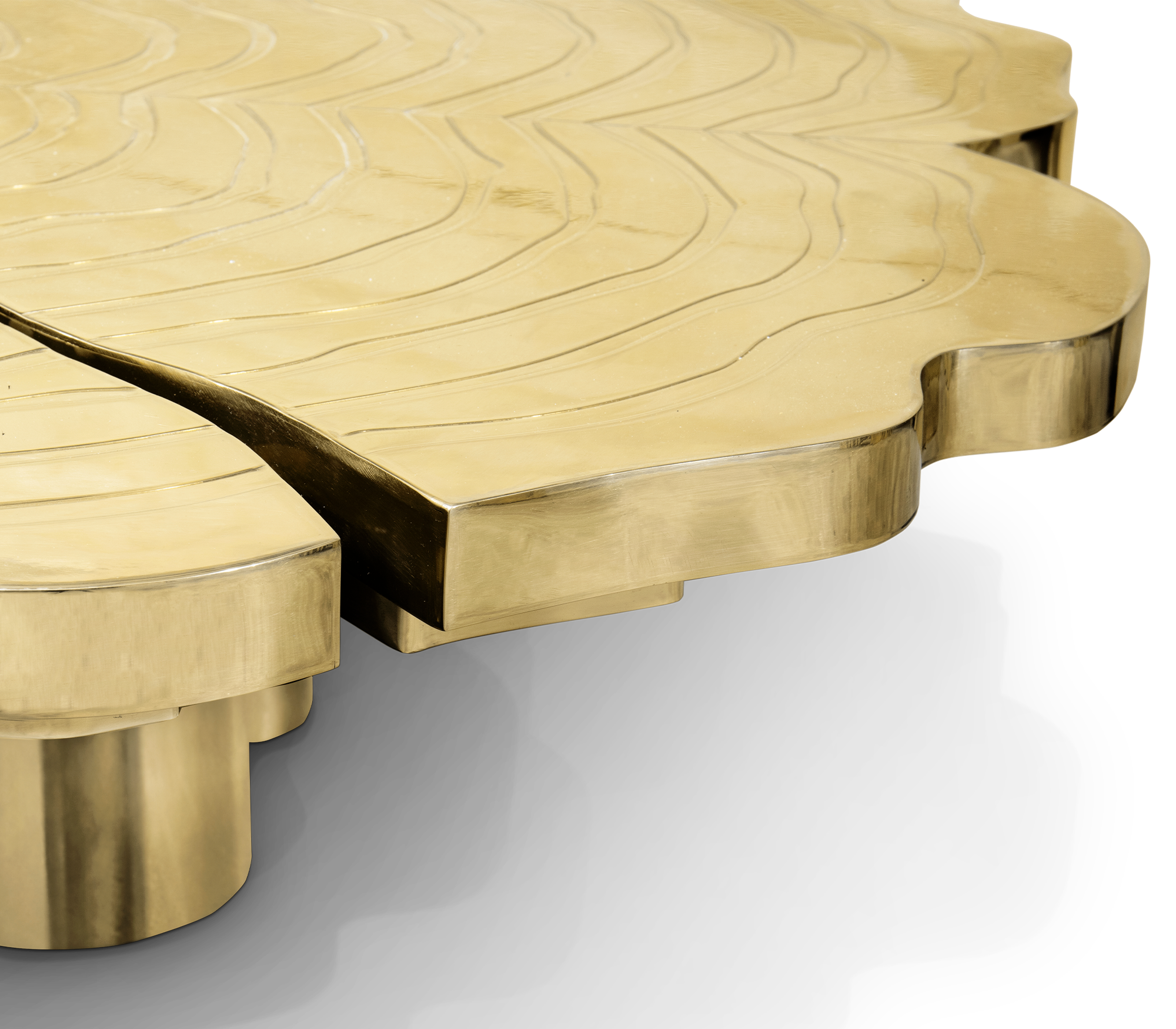 Złoty zestaw stolików kawowych Fortuna, 3-częściowy