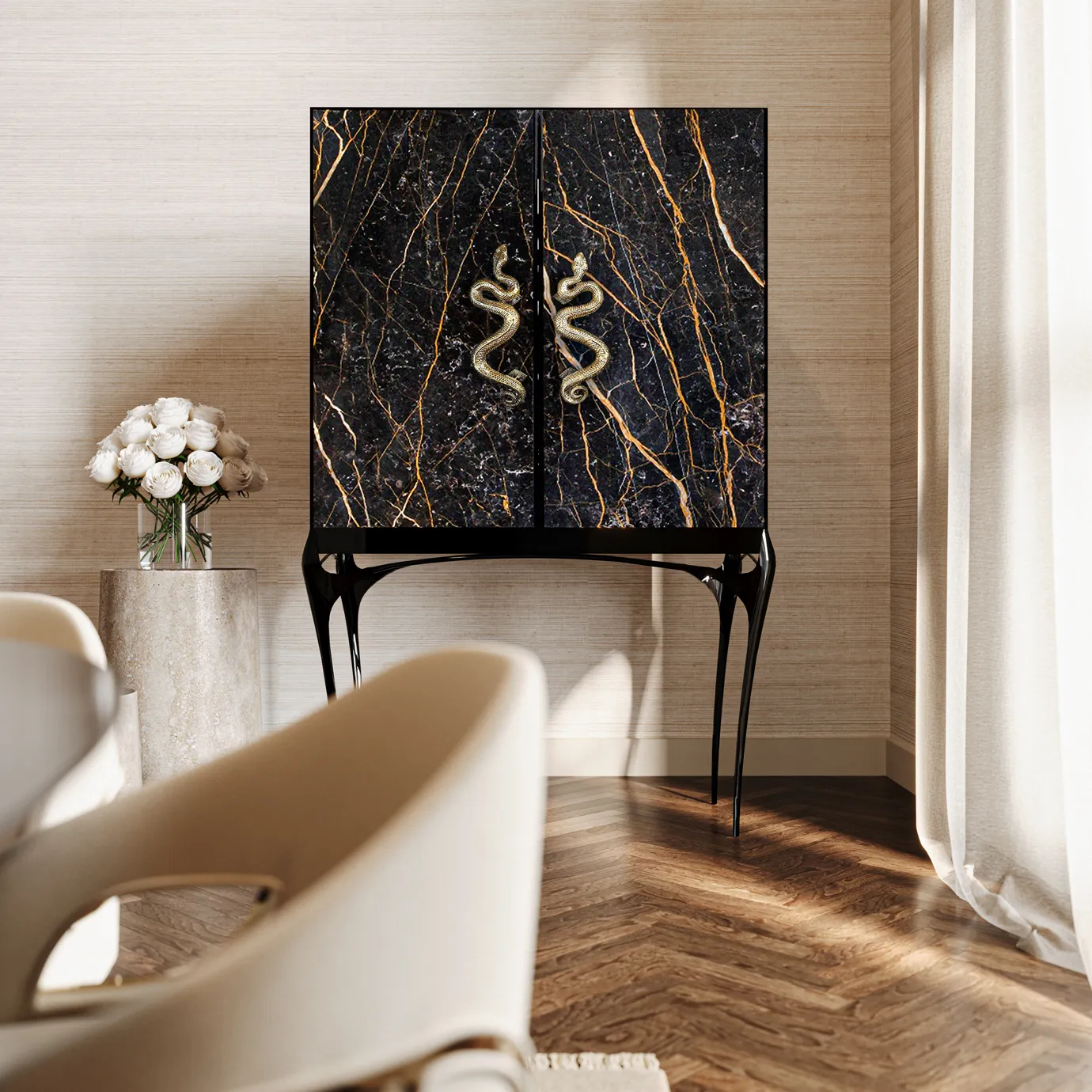 Szafka barowa Nirvana z marmurem Port Laurent