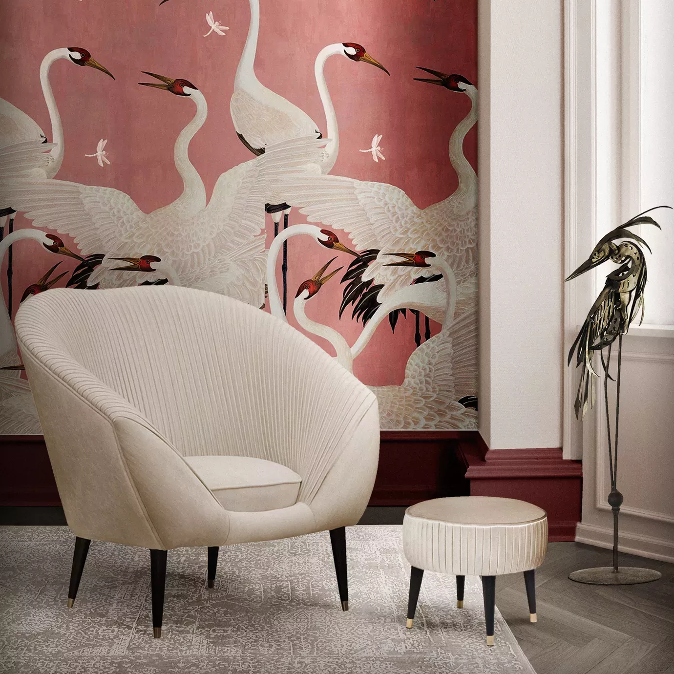 Zestaw krzesła i podnóżka Hana