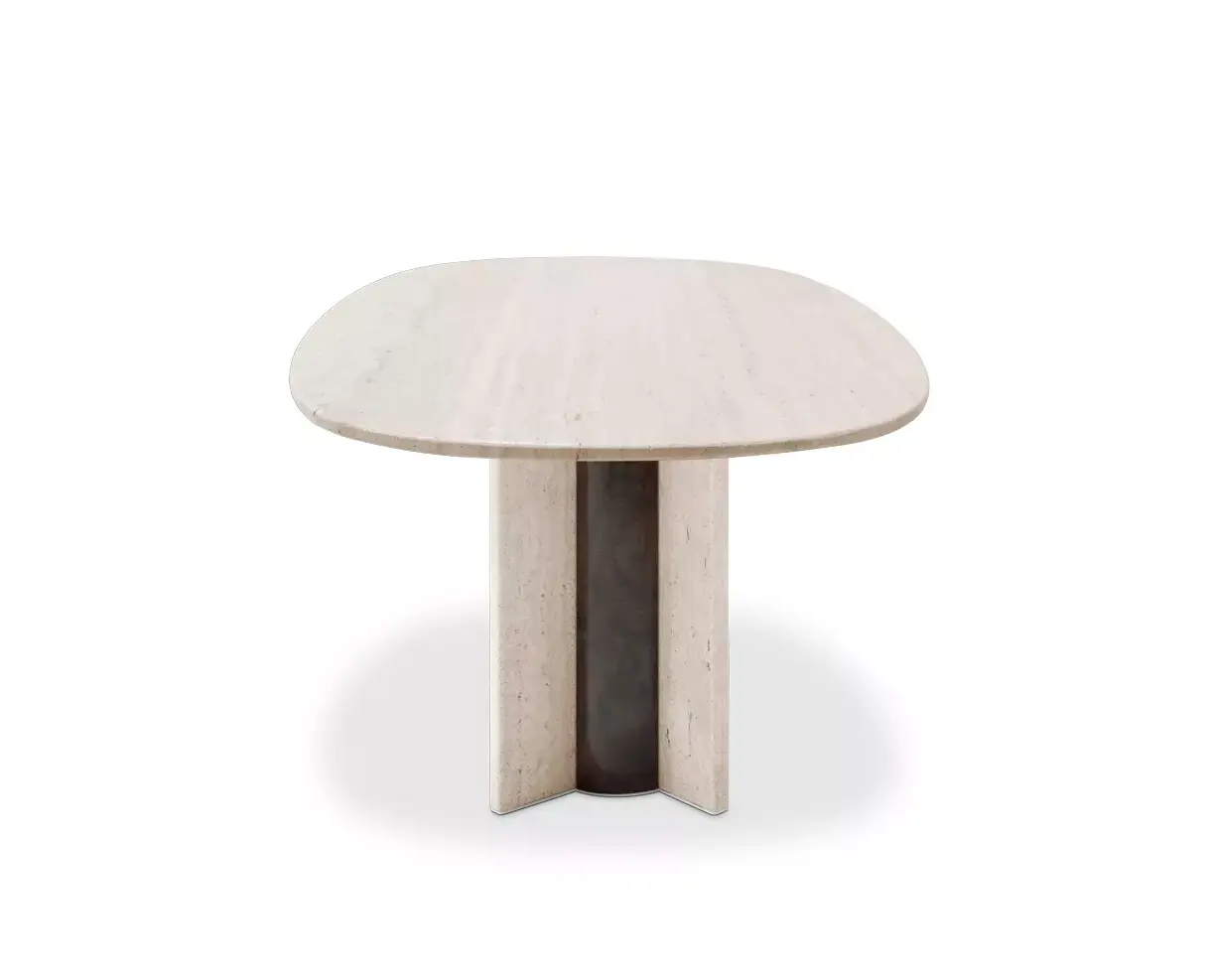 Owalny stół jadalniany Parisian z marmuru trawertynowego