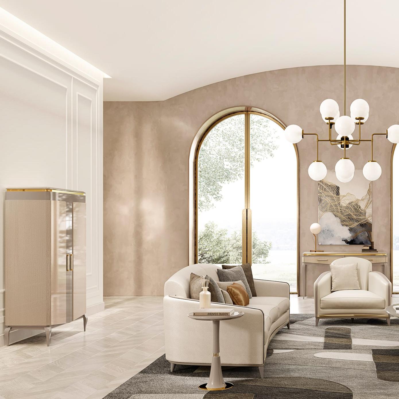 Beżowa sofa trzyosobowa Elegance | Konfiguracja: Z poduszkami