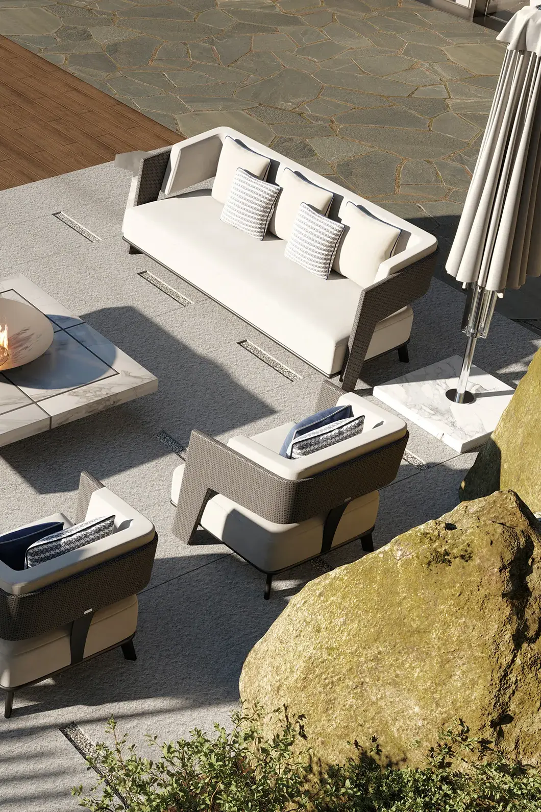 Sofa ogrodowa Crown w kolorze szarym - 2