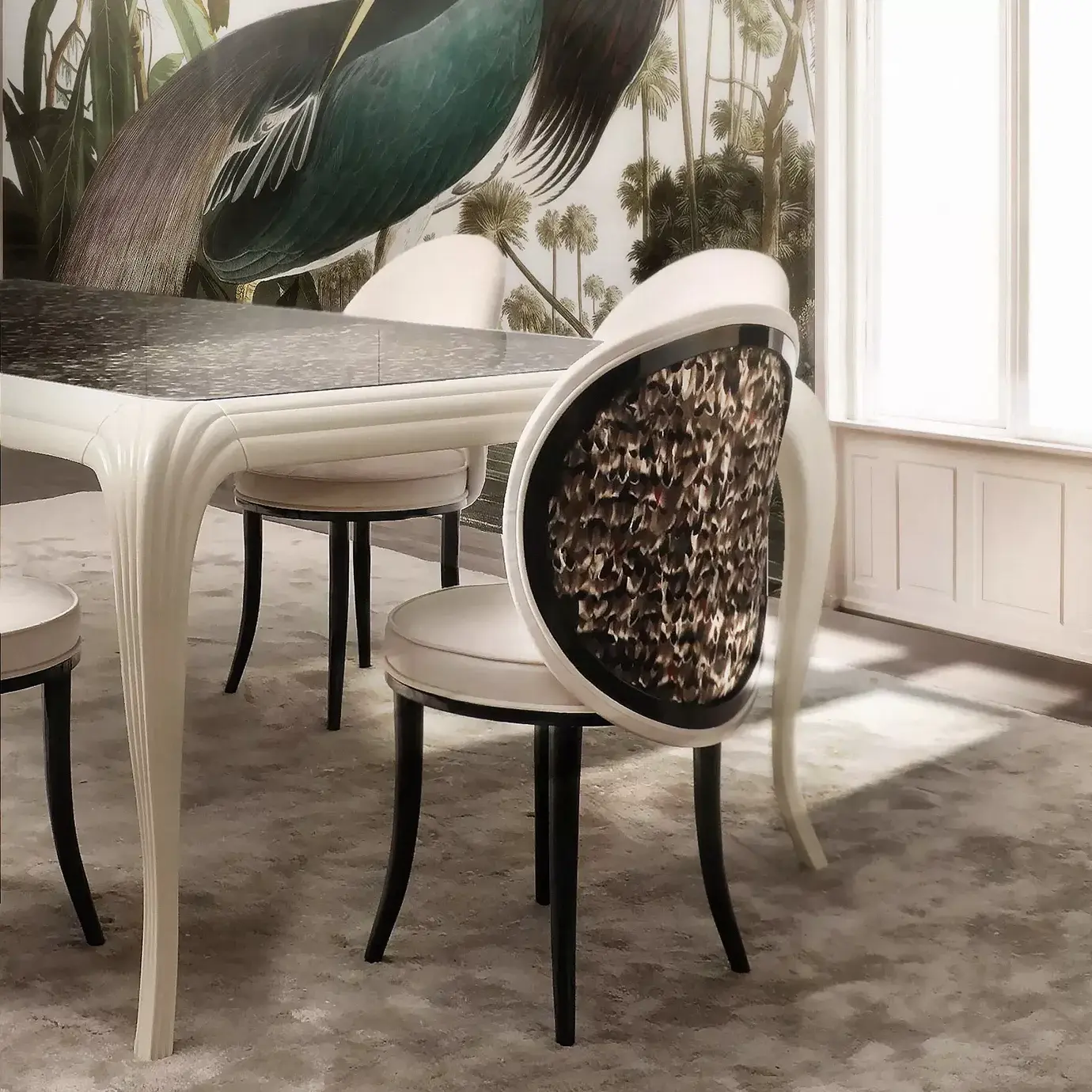 Krzesło jadalniane Mistral z oparciem z piór Folie