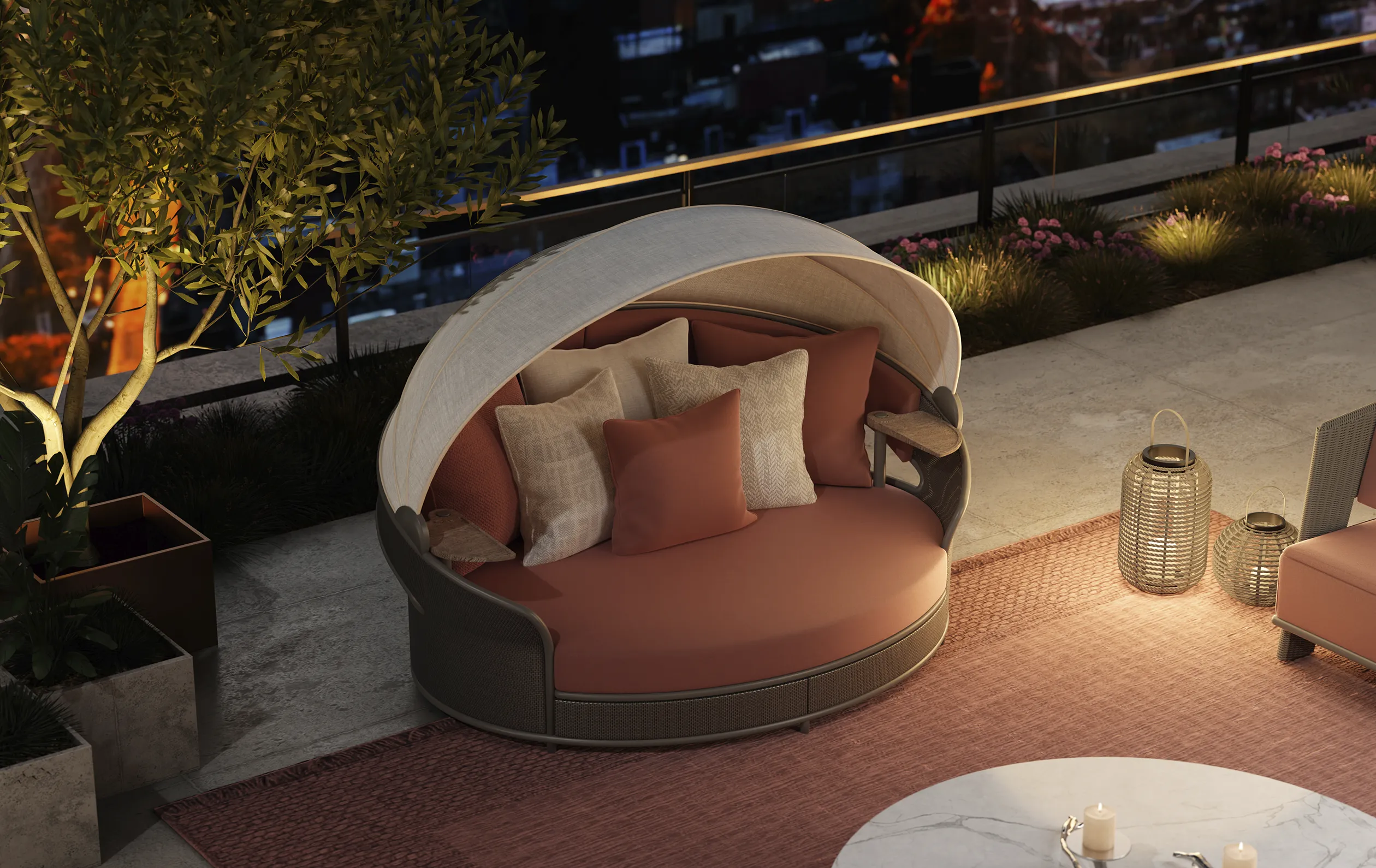 Leżanka ogrodowa Crown w kolorze szarym - 1