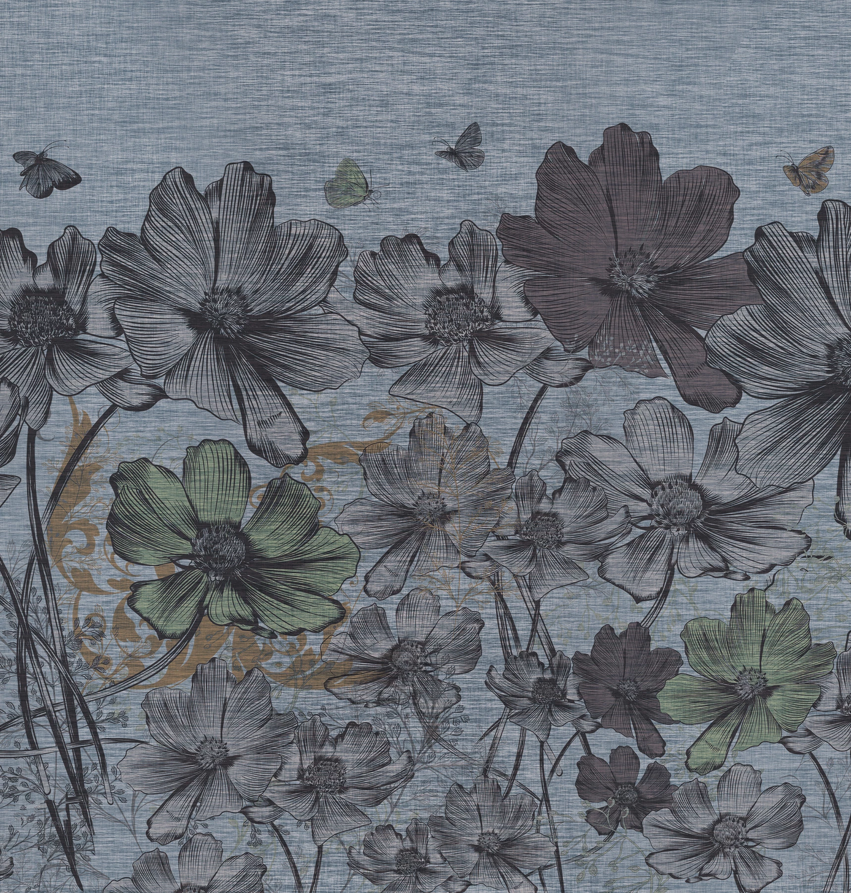Tapeta Jeans Flowers