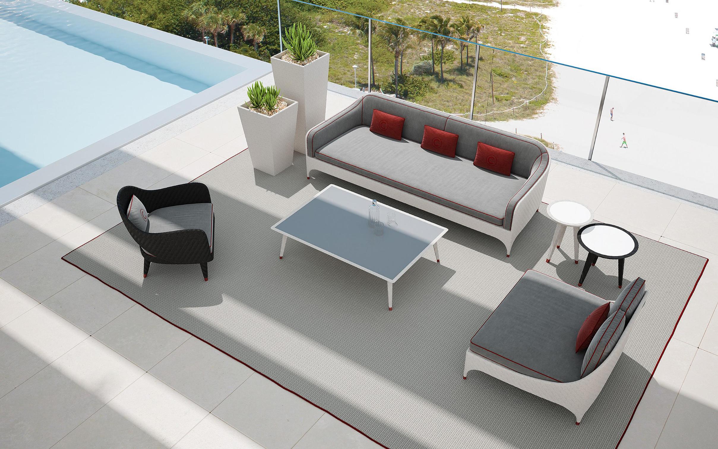 Trzyosobowa sofa z podłokietnikami ogrodowa