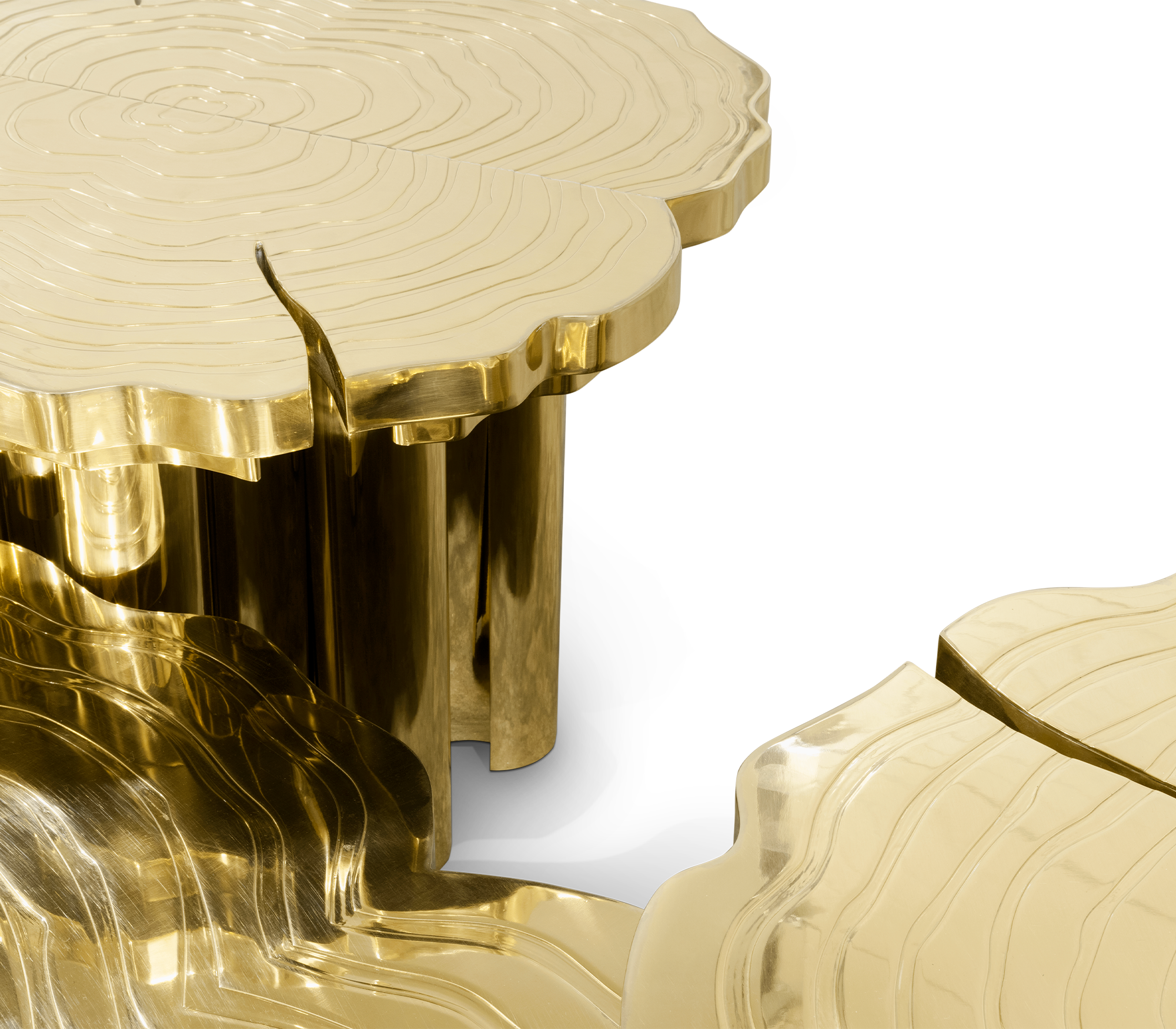 Złoty zestaw stolików kawowych Fortuna, 3-częściowy