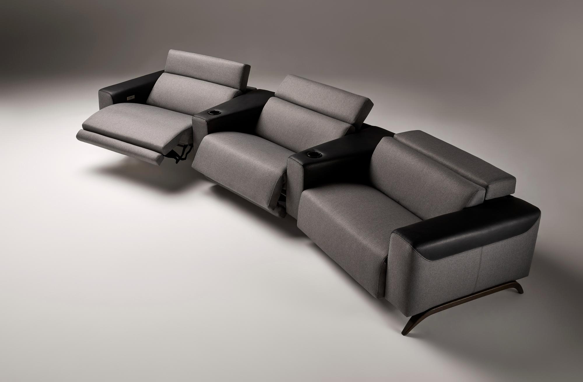 Szara zakrzywiona sofa 3-osobowa Atlanta