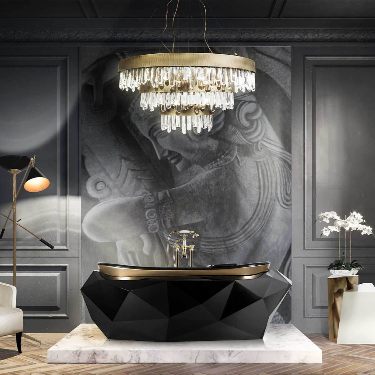 Żyrandol mosiężny Brass Falls