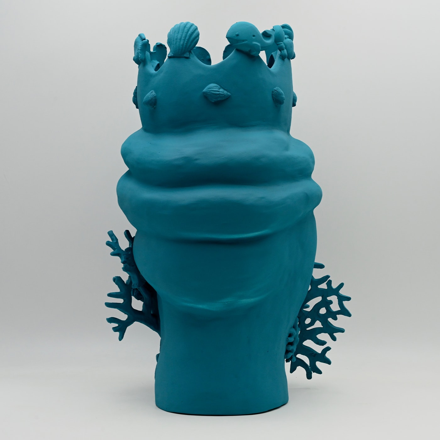 Ręcznie wykonana turkusowa rzeźba Głowa Maura