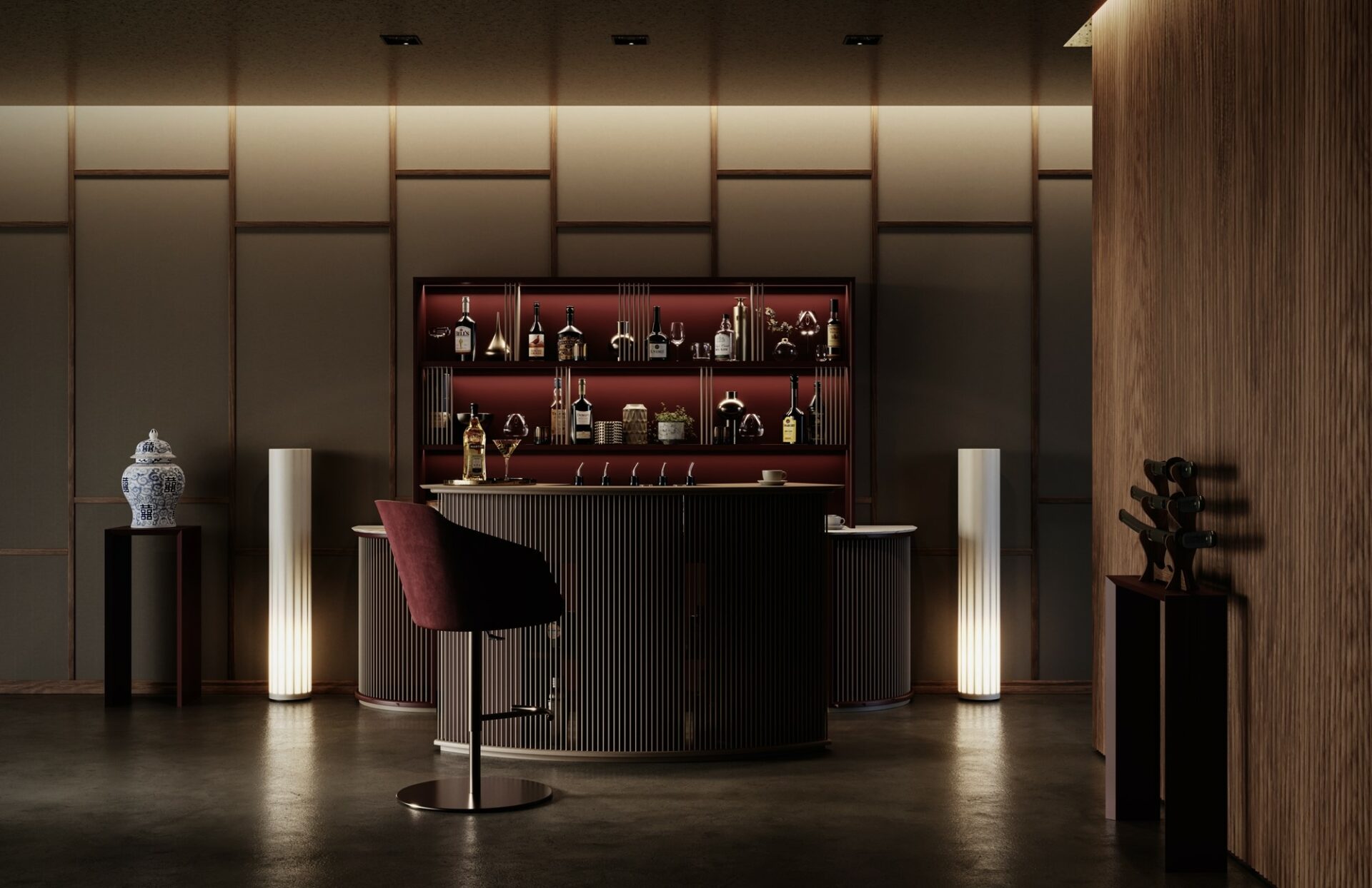 Domowy bar z ladą Dry