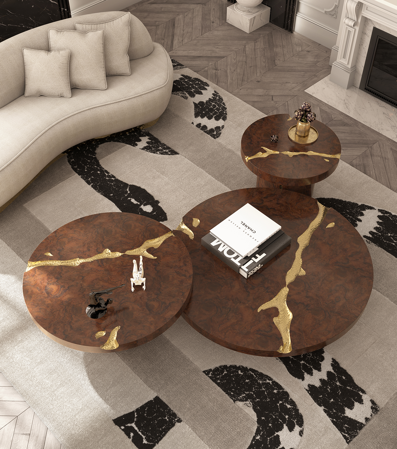 Zestaw stolików Dominion Luxe, 3-częściowy | Konfiguracja: Big