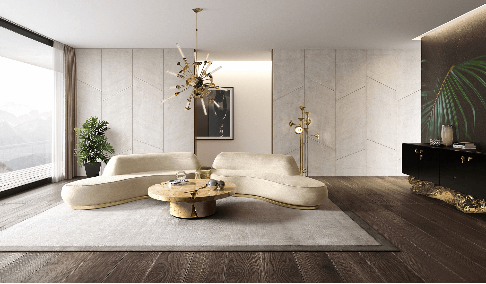 Zestaw stolików Dominion z korzenia topoli, 3-częściowy