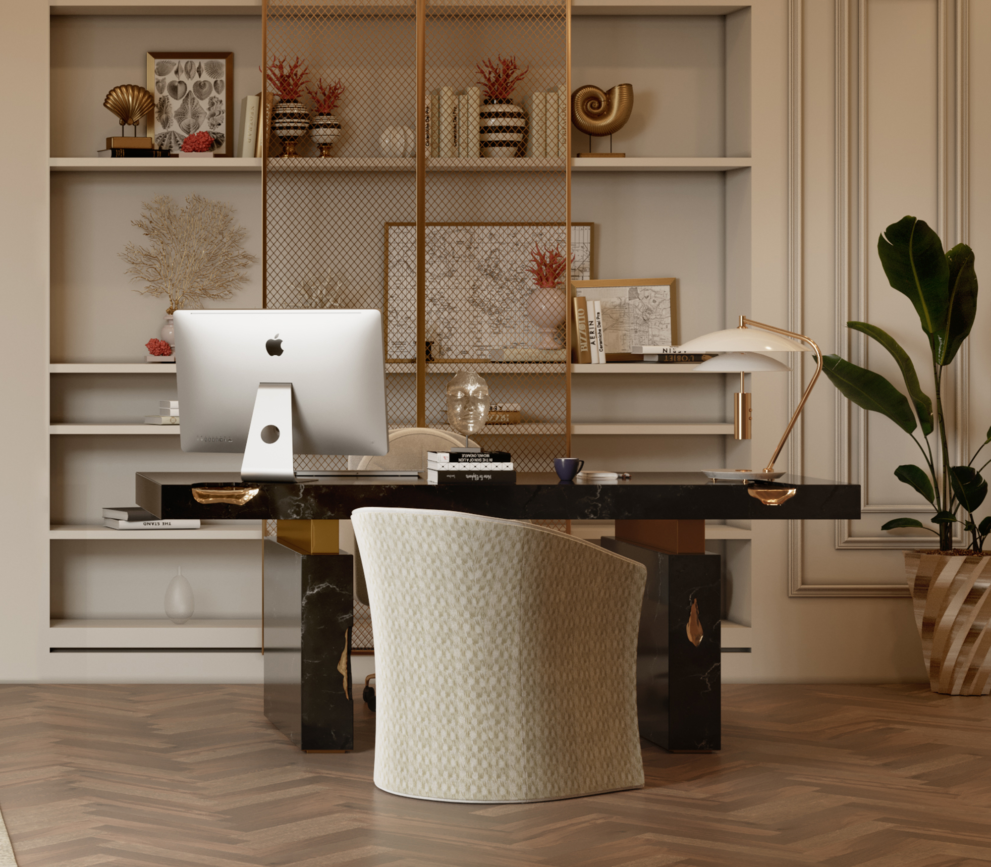 Biurko Dominion z marmuru Nero Marquina