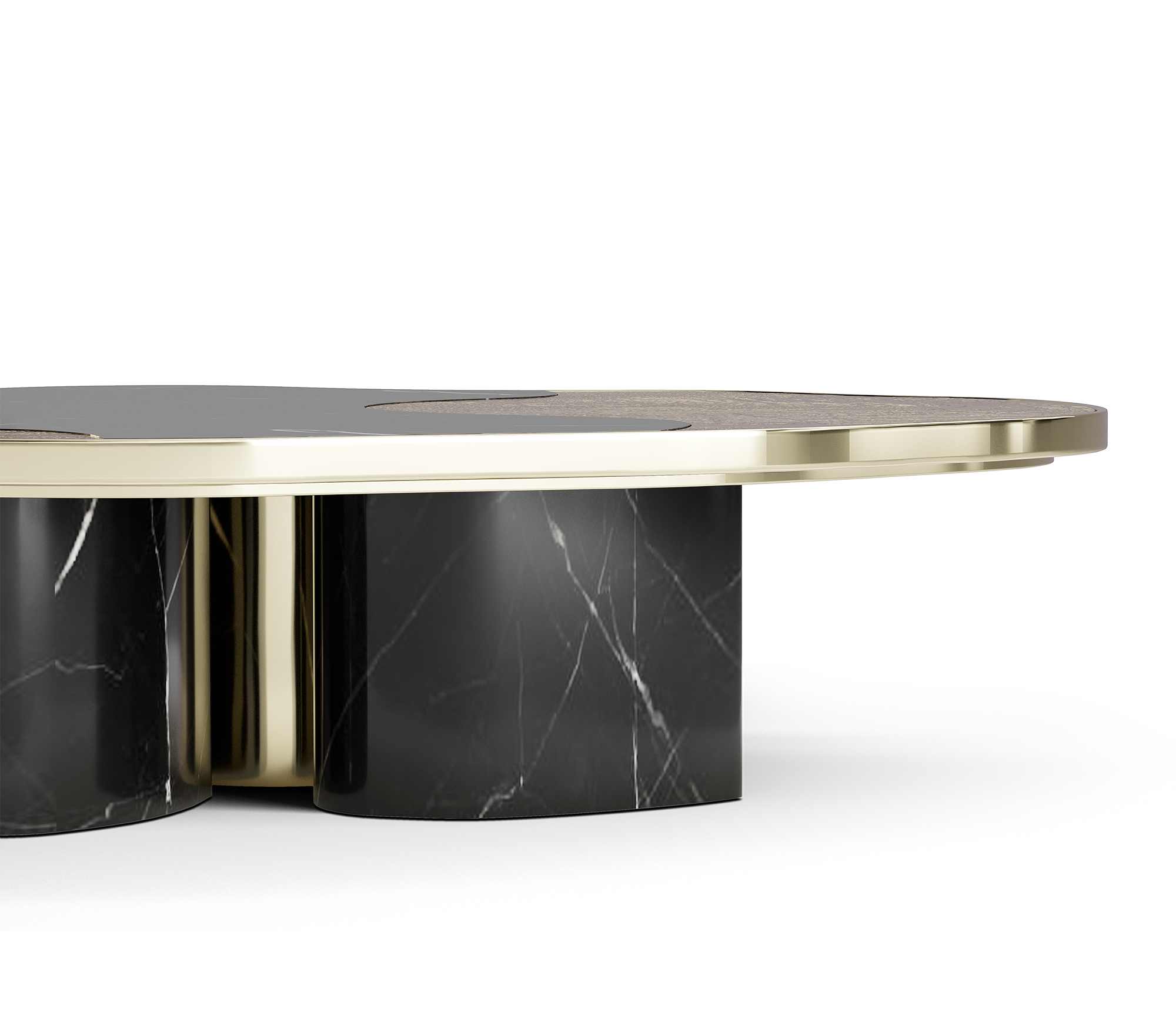 Zestaw stolików Athena z czarnego marmuru Nero i złota