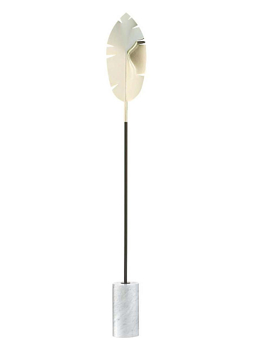 Złota lampa stojąca z podstawą Carrara