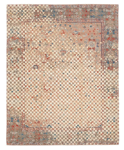 Dywan Sulthanabad Madison Checker Raved Peach Gold Silk
