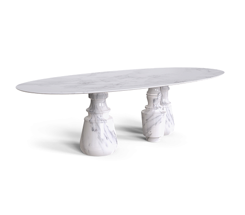 Owalny stół jadalniany XL Obsidian z marmuru Estremoz