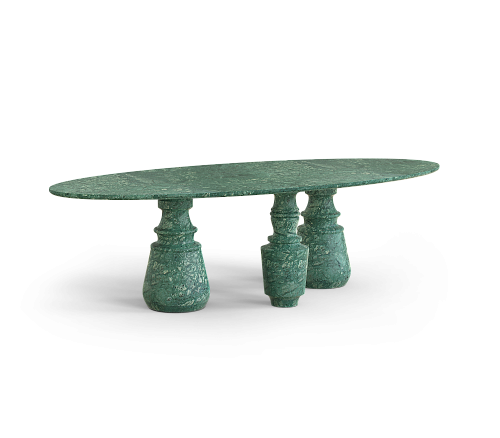 Owalny stół jadalniany XL Obsidian z kamienia Guatemala