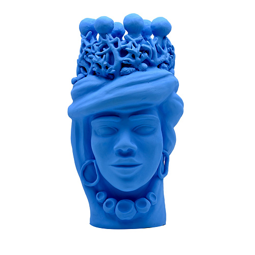Ręcznie wykonana błękitna rzeźba Głowa Maura
