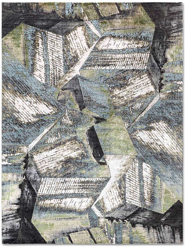Dywan Brutalism GreenRust on Light Grey