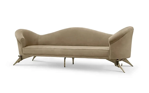 Sofa Colette z kwiatowym wzorem i metalową podstawą