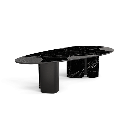 Stół jadalniany Athena z marmuru Nero i onyksu