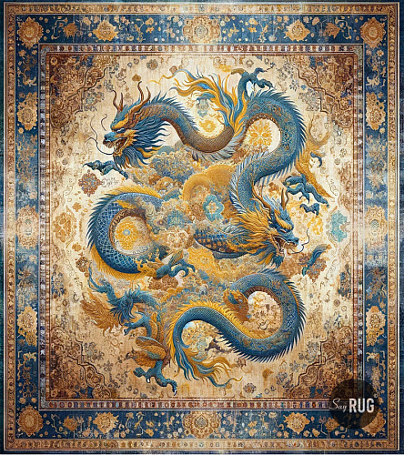 Dywan Dragon Blue Gold