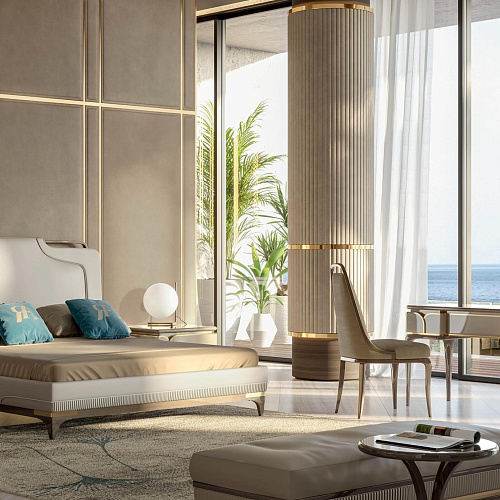 Beżowa skórzana ławka