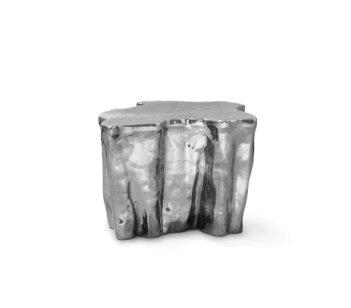 Srebrny ceramiczny stolik boczny Horizon